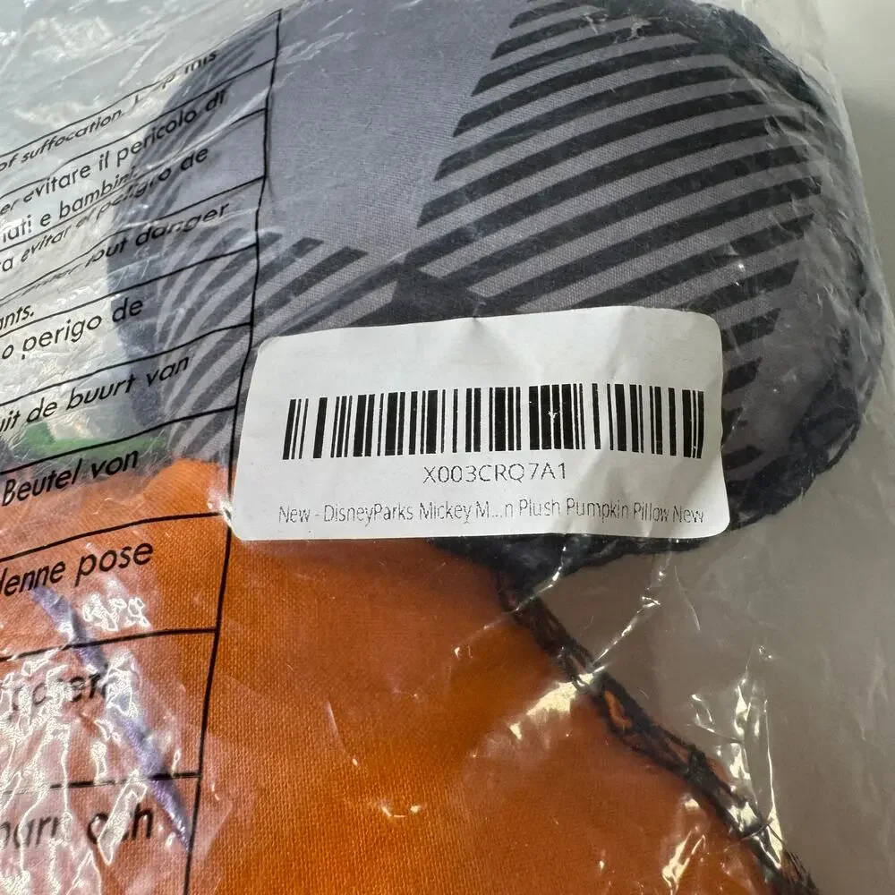 NWT DISNEY PARKS Hey Pumpkin Mickey Head Pillow Orange Halloween